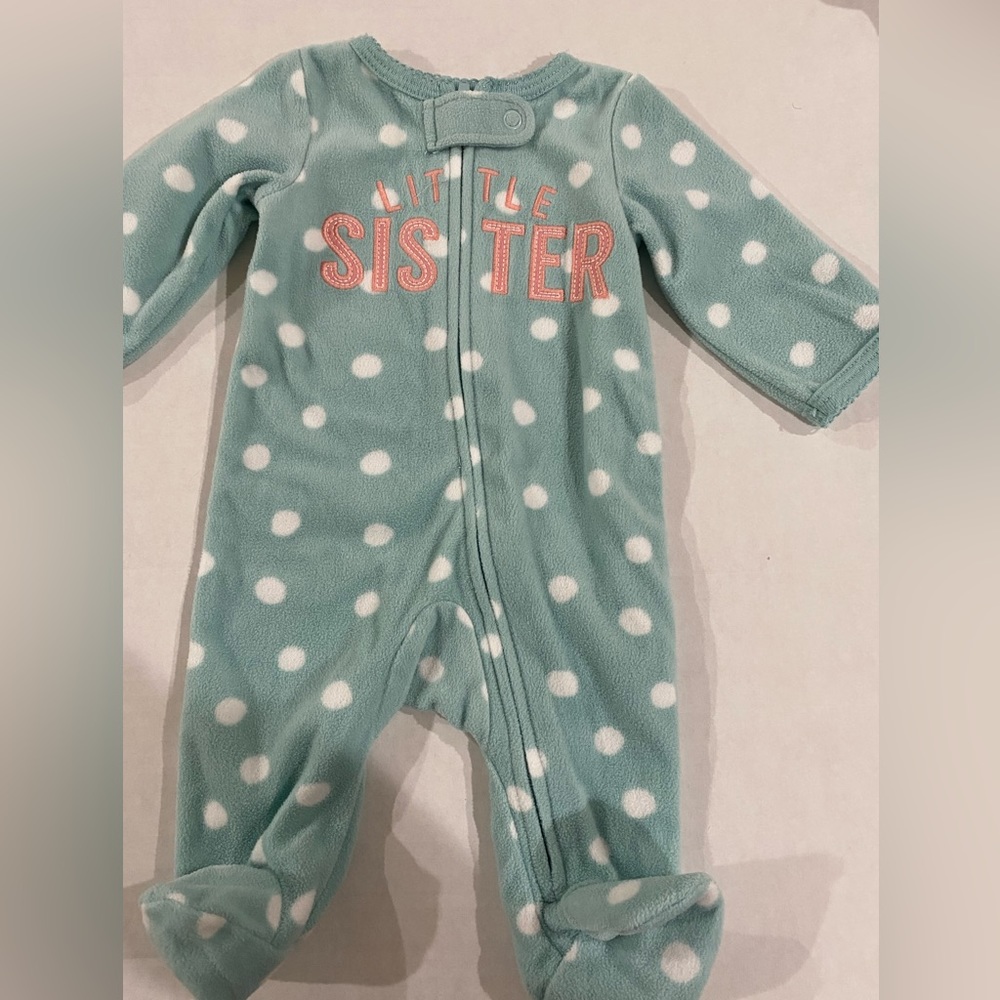 Carters newborn Little sister onesie footed pajama